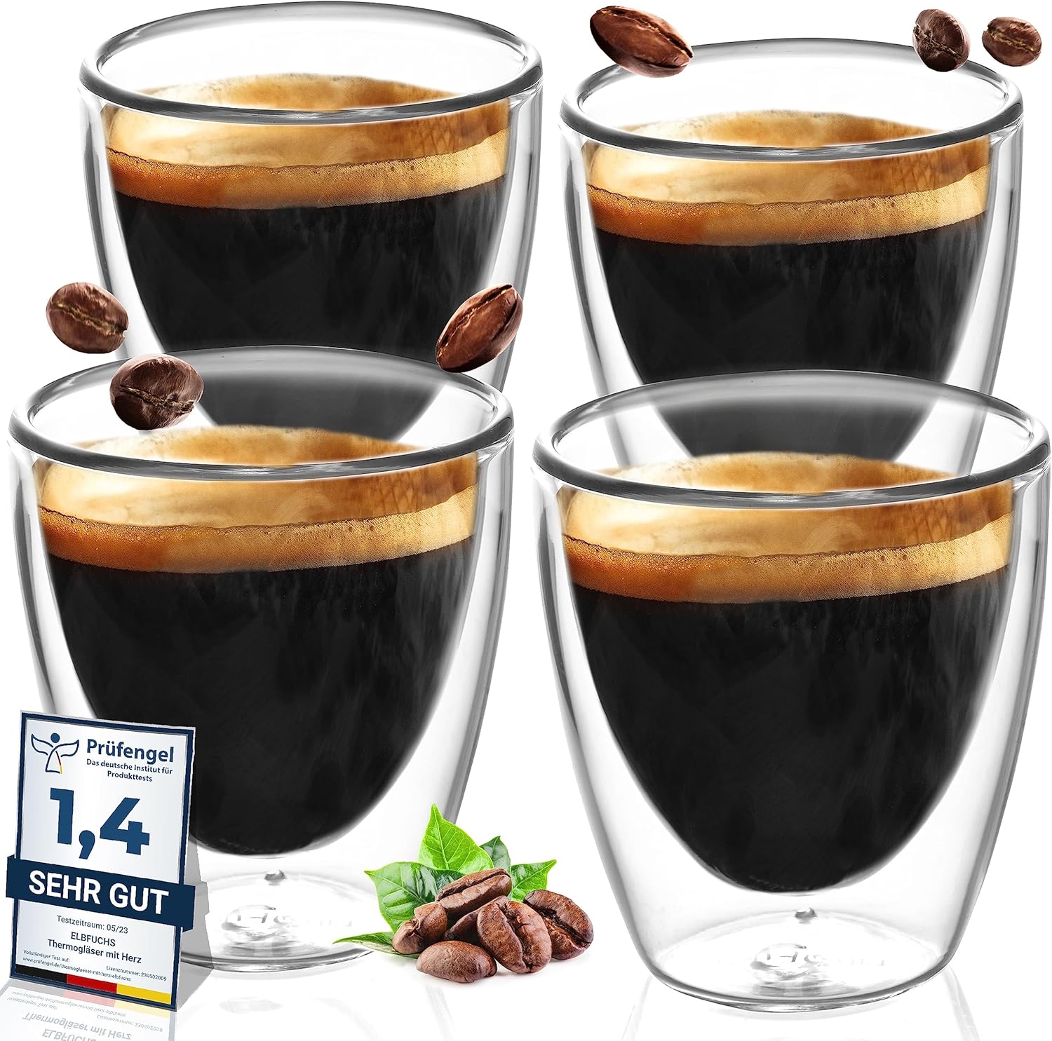 ElbFuchs® Espressotassen Set [4x 80ml]